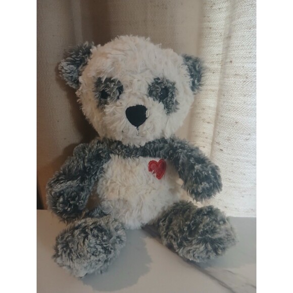 Way To Celebrate Other - Valentine Gray Panda Bear Plush 9"